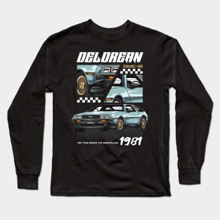 80s Retro Delorean Car Long Sleeve T-Shirt